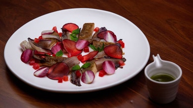 Whiting with Plum, Witlof and Mint
