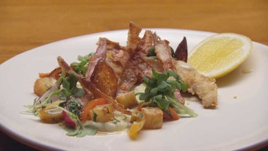 Fried Flathead with Potato Three Ways
