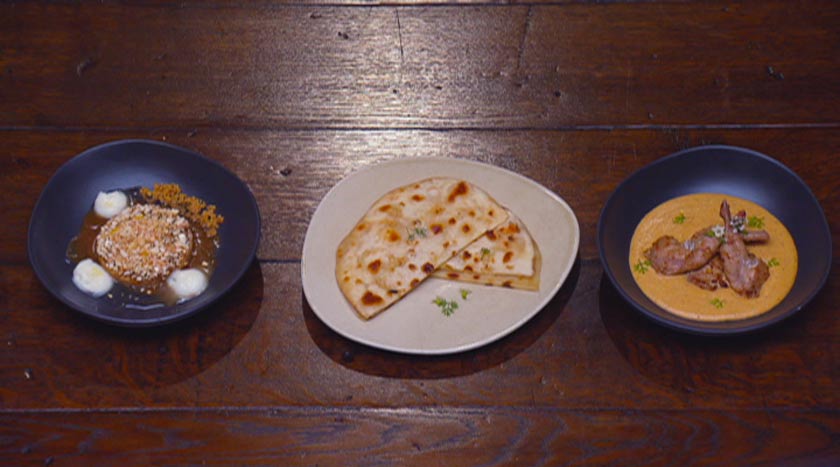Butter Quail with Butter Naan