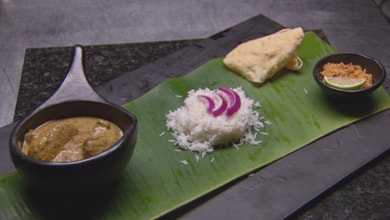 Sri Lankan Fish Curry with Coconut Sambal and Rice