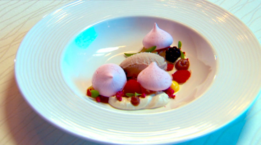 Date Milk Cream, Date Puree, Pistachio