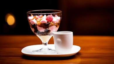 Sort of Trifle with Coconut Sponge and Coffee Jelly