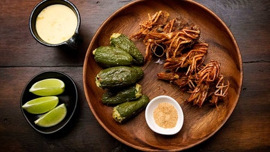 Prawn Stuffed Jalapenos with Smoked Chilli Salt and Lime and Chilli Mayonnaise