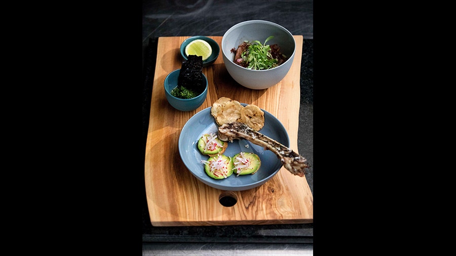 Lamb Birria with Bone Marrow Tostadas
