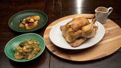 Hasselback Potatoes and Roasted Fennel