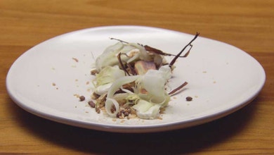 Fennel Sorbet, Fennel Cream, Fresh and Roasted Fennel, Barley and Coconut Crumble