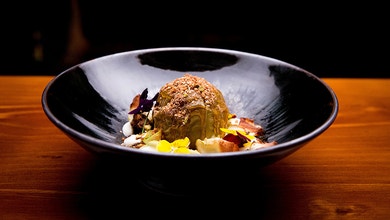 Baklava Toffee Apple with Pistachio, Walnut and Pickled Apple