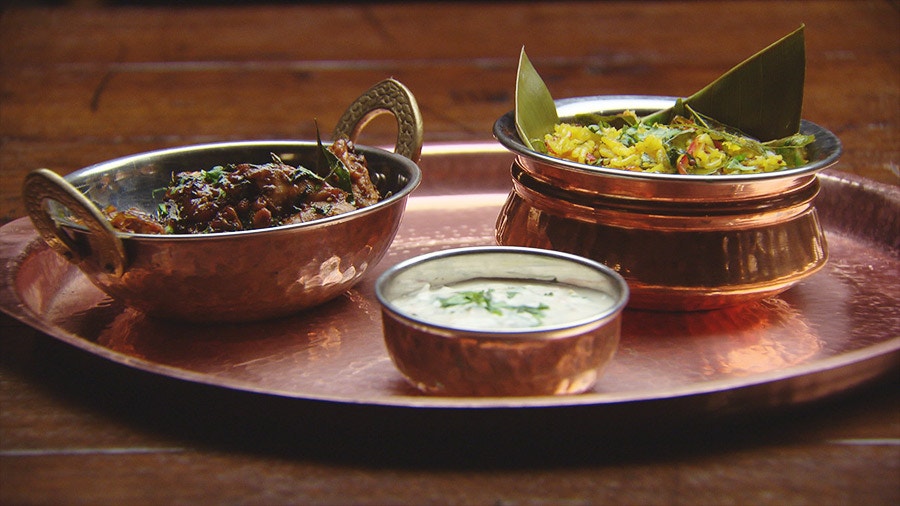 Lemon Pepper Chicken with Lemon Rice and Raita