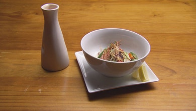 Hot and Sour Broth with Prawn Balls and Prawn Chips