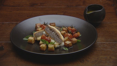 Pan-Fried Snapper with Roasted Tomatoes and Salsa Verde