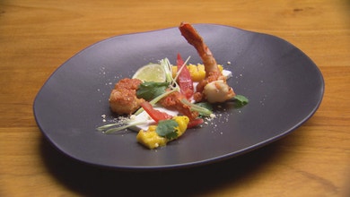 Thai Red Prawns with Coconut Lemongrass Panna Cotta