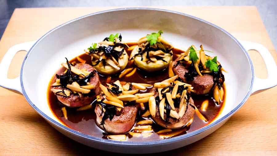 Lamb Noisettes a la Forestiere with Madeira Sauce