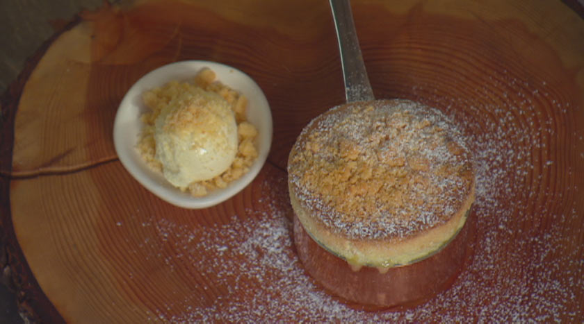 Lemon Curd Soufflé with Lemon Curd Ice Cream