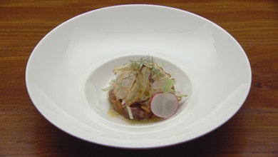 Apple with Scallops and Grilled Fennel