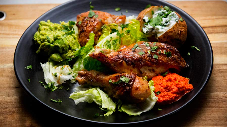 Tequila and Lime Chicken with Chilli Ginger Garlic Sauce and Baked Potato