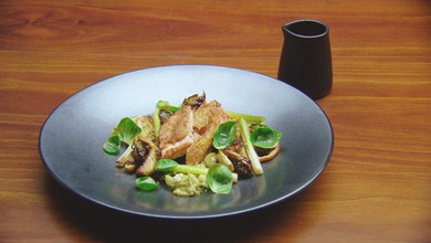 Spatchcock with Jus and Brussel Sprouts