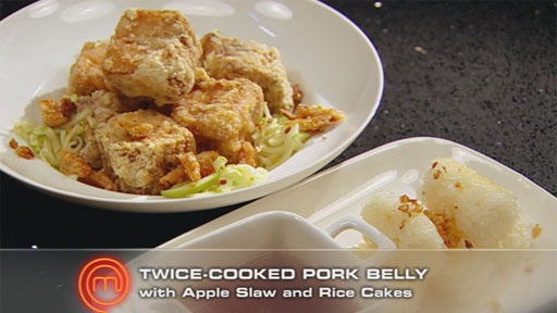 Twice Cooked Pork Belly with Apple Slaw and Fragrant Rice