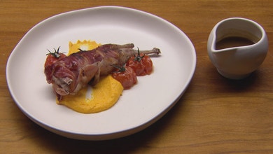 Roast Quail with Carrot Puree and Jus