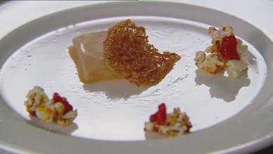 Caramel Salted Parfait Caramel Popcorn and Lime Tuile