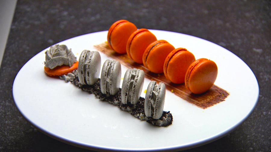 Jaffa & Black Sesame Macarons