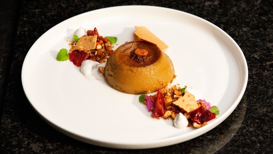 Spiced Steamed Sri Lankan Custard with Coconut Cream and Blood Orange