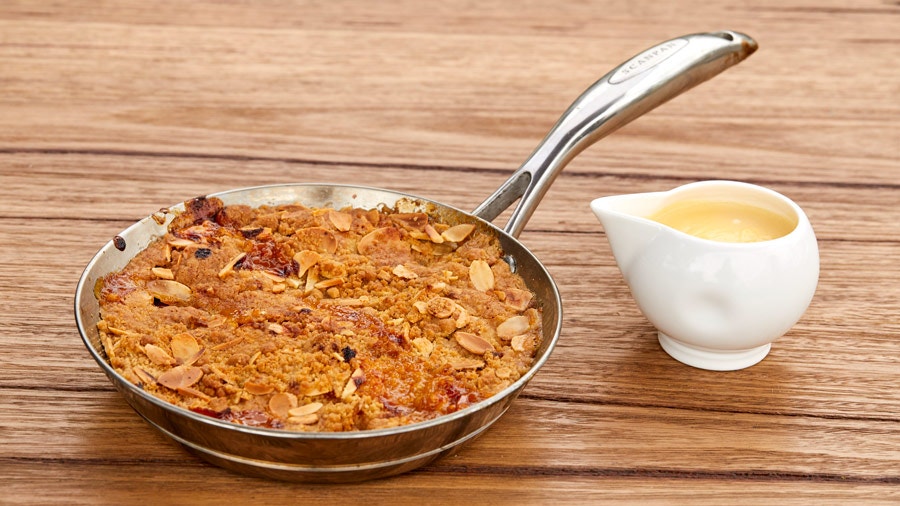 Apricot Crumble with Cardamom Custard