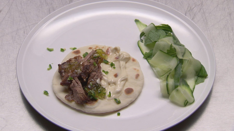 Slow Roasted Lamb with Flatbread and Mayo