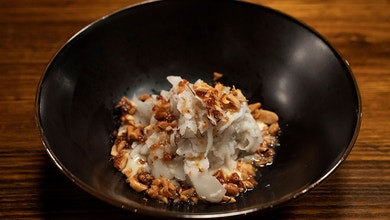 Blue Swimmer Crab Salad, Oyster Mayonnaise and Candied Peanuts