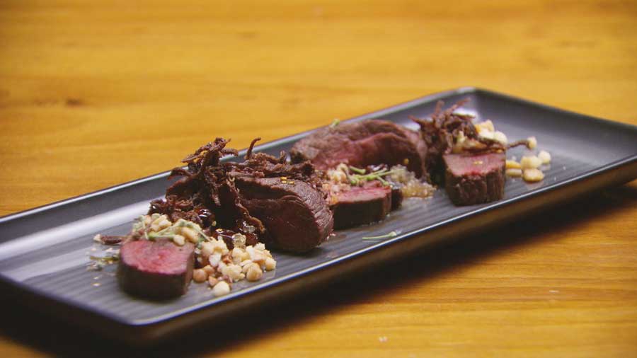 Lemon Myrtle Emu with Emu Floss and Bush Tomato Chutney