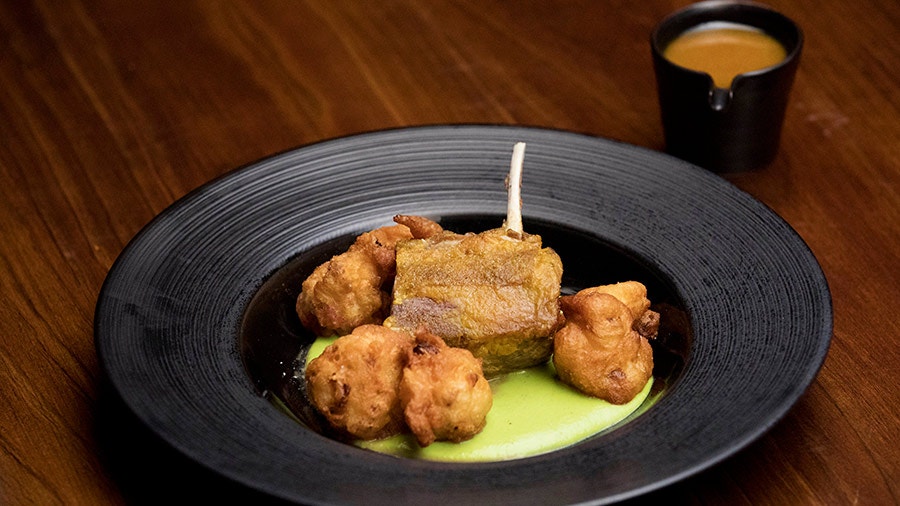 Roast Lamb with Beer Battered Cauliflower with Reduction of Lamb and Beer