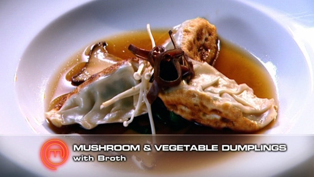 Mushroom and Vegetable Dumplings With Broth