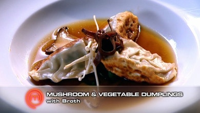 Mushroom and Vegetable Dumplings With Broth