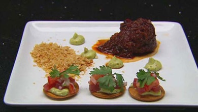 Beef Taco and Tuna Tostada