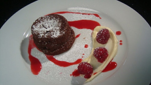 Chocolate Fondant with Raspberry Coulis and Fresh Berries
