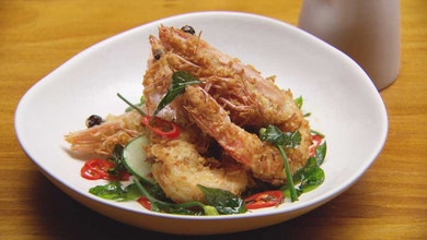 Coconut Lime Prawns with Cucumber Soup
