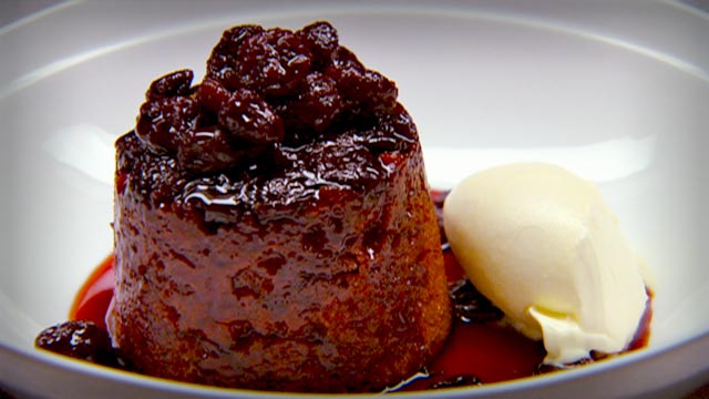 Sour Cherry Pudding with Cherry Syrup
