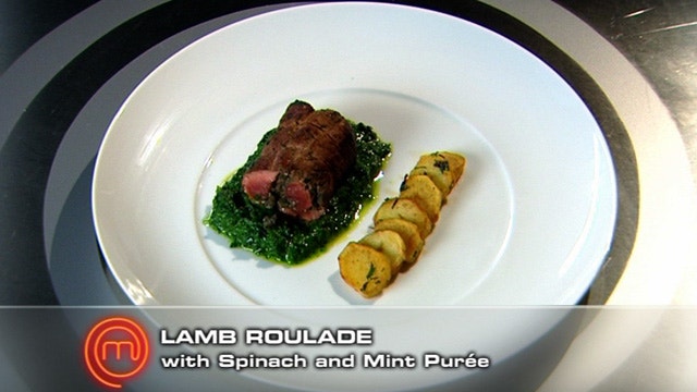 Lamb Roulade with Spinach and Mint Puree