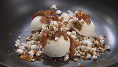 Puffed Sorghum, Parfait with Ant, Sorghum and Amchur Powder Praline, and Achacha and Amchur Caramel