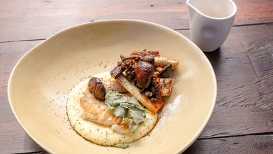 Snapper with Parsnip Puree, Mushrooms and Fish Jus