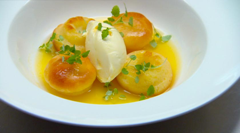 Rum Babas with Passionfruit Syrup
