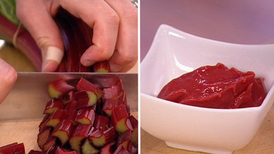 Rhubarb Crumble with Rhubarb Sorbet