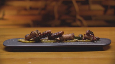 Char Grilled Octopus with Grilled Pears