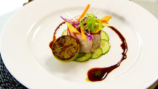 Tuna Tartar with Pickled Radish Ginger Slaw and Wasabi Aioli
