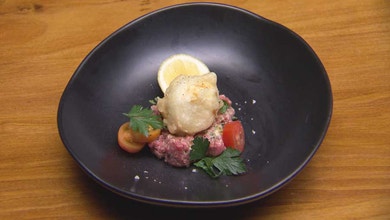 Tempura Egg with Beef Tartare