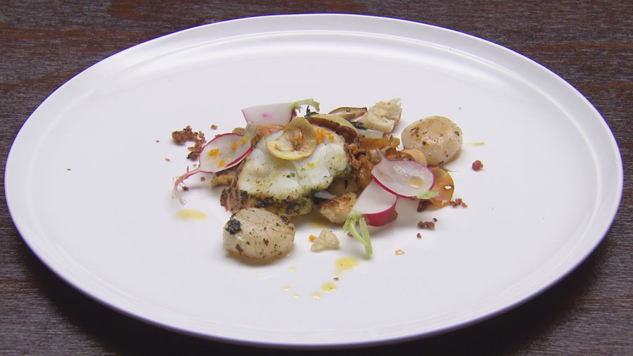 Lobster and Scallops with Chestnuts and Mushrooms