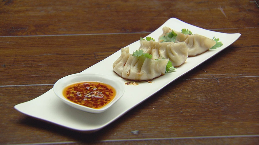 Chicken Dumplings with Chilli Sauce