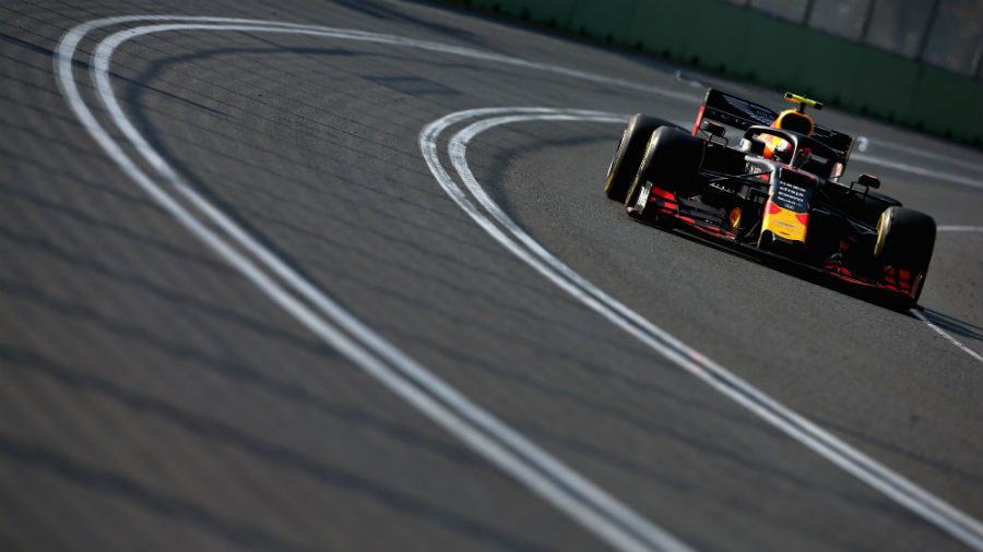 Pierre Gasly of France driving the Aston Martin Red Bull Racing RB15 on track during the F1