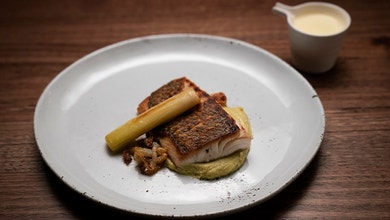 Spangled Emperor with Braised Leek, Puree and Lemon Butter Sauce