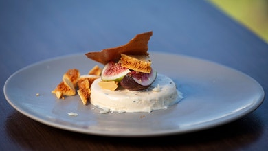Honey, Thyme and Lemon Parfait with Macadamia Honey Tuile and Honeycomb