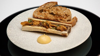 Roasted Bone Marrow with Onion Soubise